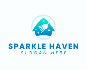 Home Sparkle Clean Broom logo design