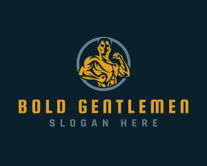 Masculine Strong Bodybuilder logo design