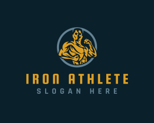 Masculine Strong Bodybuilder logo design