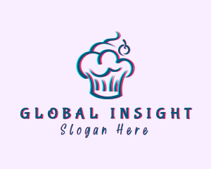 Glitch Cherry Cupcake Logo