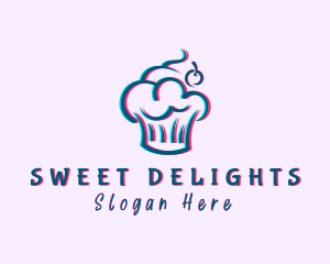 Glitch Cherry Cupcake Logo