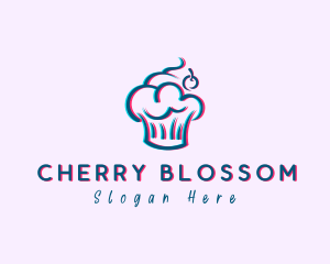 Glitch Cherry Cupcake logo design