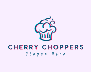 Glitch Cherry Cupcake logo design