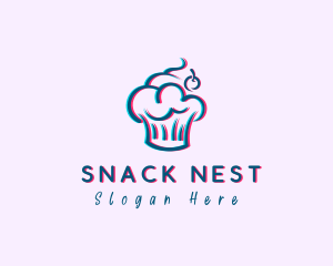 Glitch Cherry Cupcake logo design