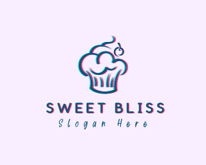 Glitch Cherry Cupcake logo design