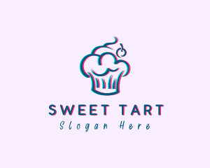 Glitch Cherry Cupcake logo design