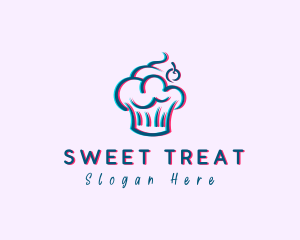 Glitch Cherry Cupcake logo design