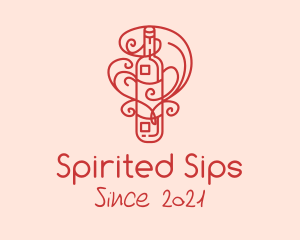 Swirly Liquor Bottle logo design