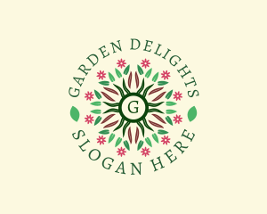 Circular Flower Leaf logo design