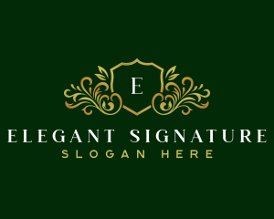 Luxury Florist Leaf Shield logo design