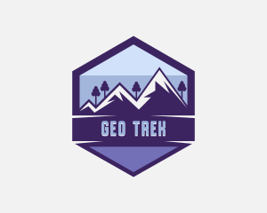 Hexagon Mountain Adventure Trek logo design