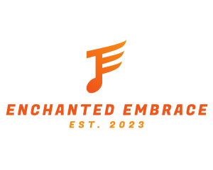 Orange E Music Note logo design