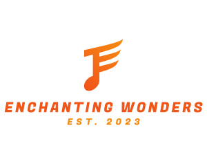 Orange E Music Note logo design