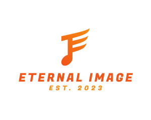 Orange E Music Note logo design