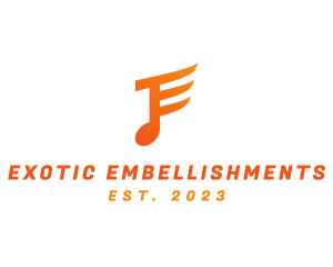 Orange E Music Note logo design