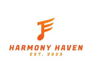 Orange E Music Note logo