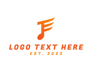 Chord - Orange E Music Note logo design