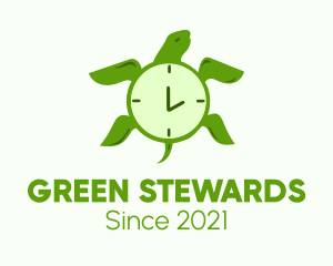 Green Turtle Clock logo design