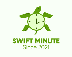 Green Turtle Clock logo design