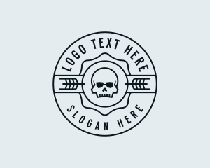 Hipster Wheat Skull logo