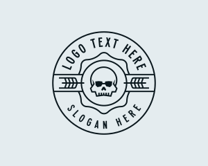 Hipster Wheat Skull Logo