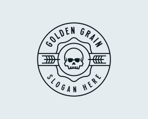 Hipster Wheat Skull logo