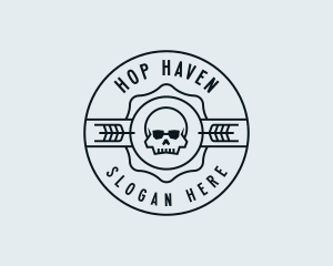 Hipster Wheat Skull logo design