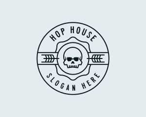 Hipster Wheat Skull logo design