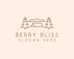 Minimal Pine Tree Campsite logo design