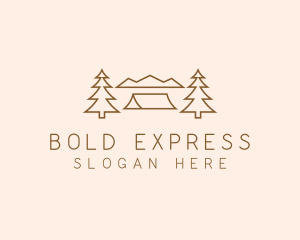 Minimal Pine Tree Campsite logo design