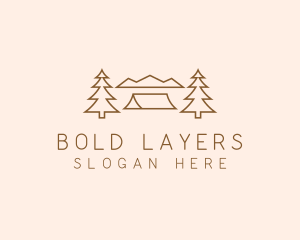 Minimal Pine Tree Campsite logo design