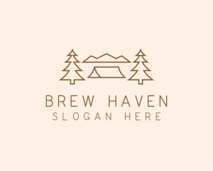 Minimal Pine Tree Campsite logo design