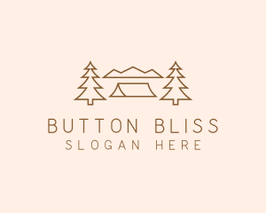 Minimal Pine Tree Campsite logo design