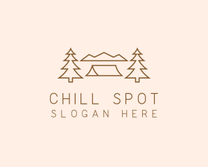 Minimal Pine Tree Campsite logo design