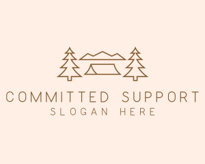 Minimal Pine Tree Campsite logo design