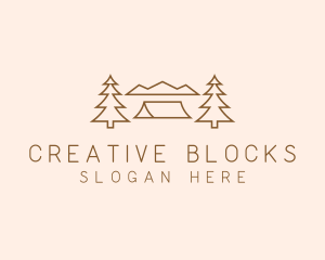 Minimal Pine Tree Campsite logo design