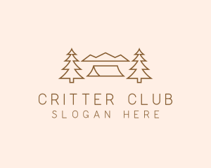 Minimal Pine Tree Campsite logo design