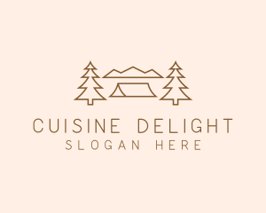 Minimal Pine Tree Campsite logo design