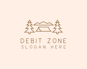 Minimal Pine Tree Campsite logo design