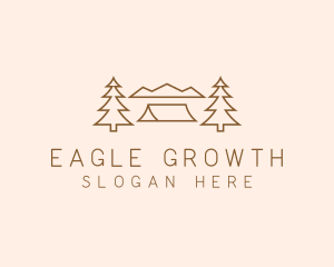 Minimal Pine Tree Campsite logo design