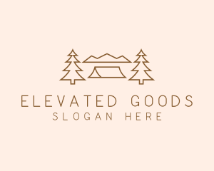 Minimal Pine Tree Campsite logo design