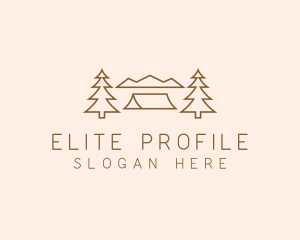 Minimal Pine Tree Campsite logo design