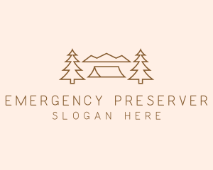 Minimal Pine Tree Campsite logo design