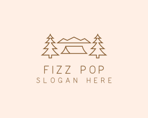 Minimal Pine Tree Campsite logo design