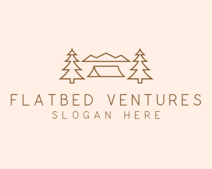 Minimal Pine Tree Campsite logo design