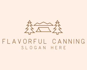 Minimal Pine Tree Campsite logo design