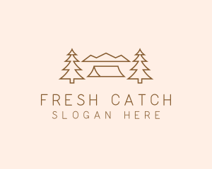 Minimal Pine Tree Campsite logo design