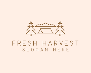 Minimal Pine Tree Campsite logo design