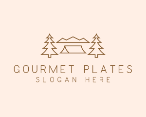 Minimal Pine Tree Campsite logo design