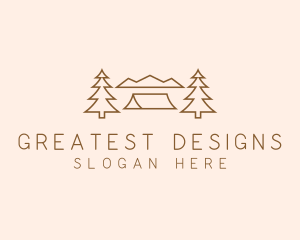 Minimal Pine Tree Campsite logo design